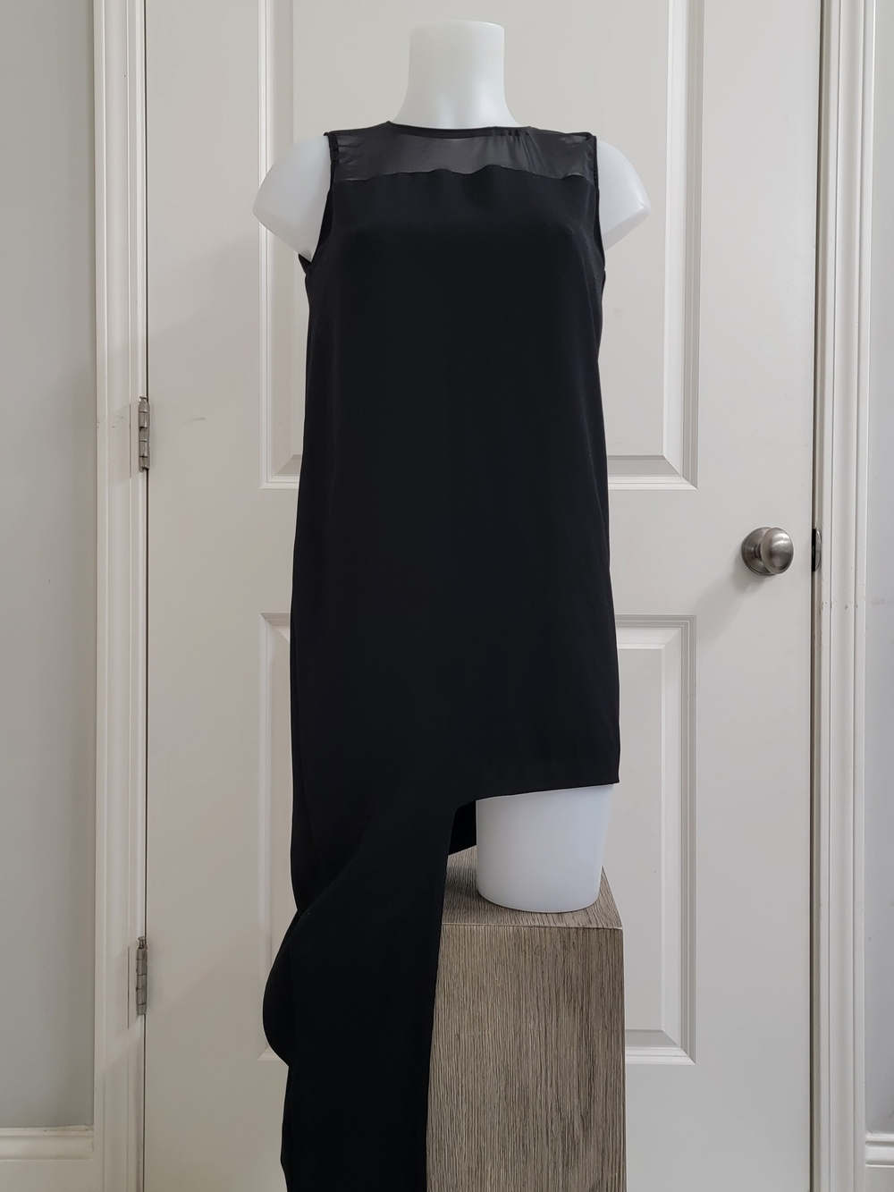 Korean Brand  Black Asymmetric Sheath Dress